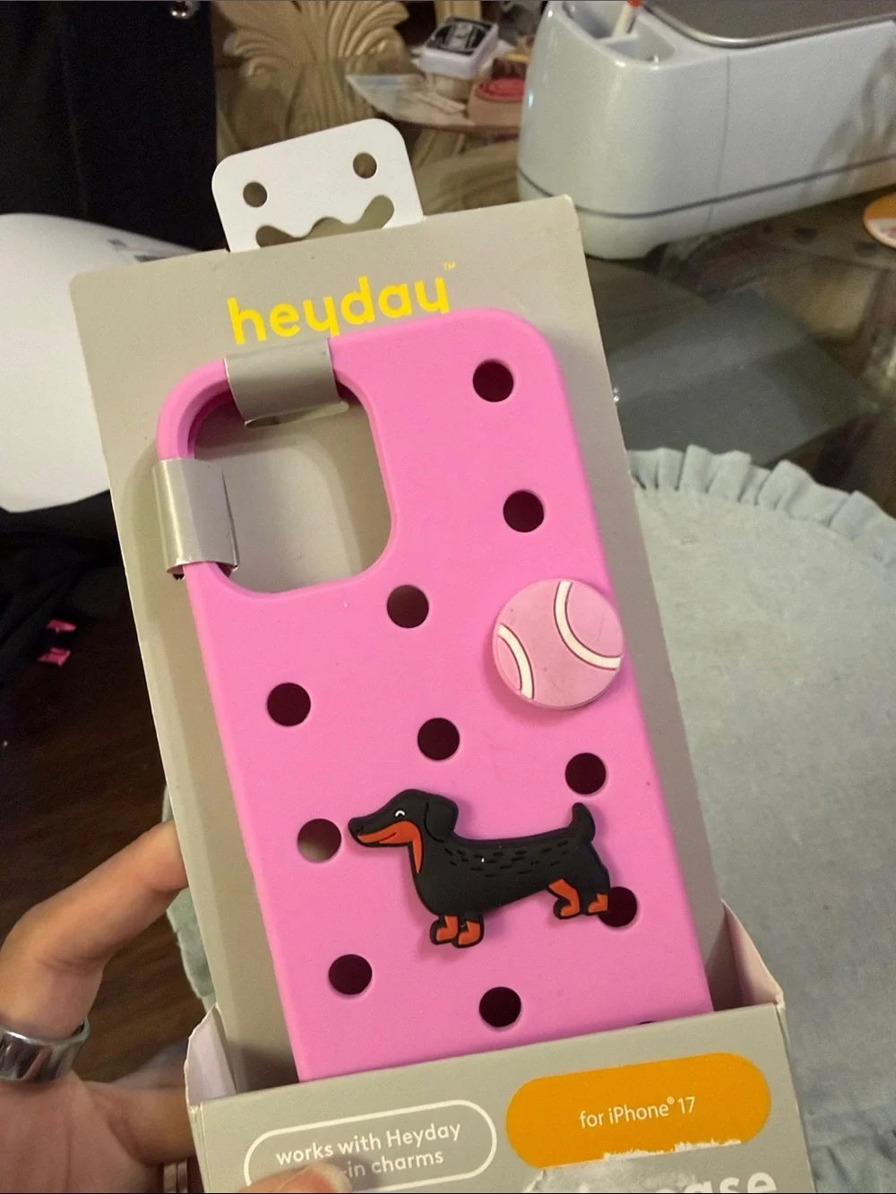 heyday Pink Phone Pop-In Case with Dachshund and Tennis Pop - IPhone 17
